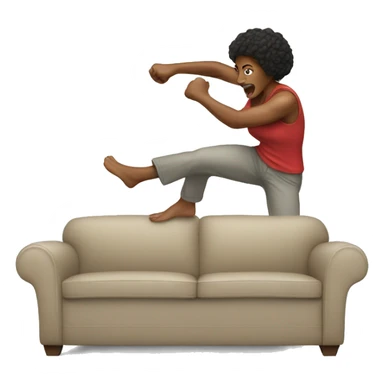 Woman punching couch  sticker
