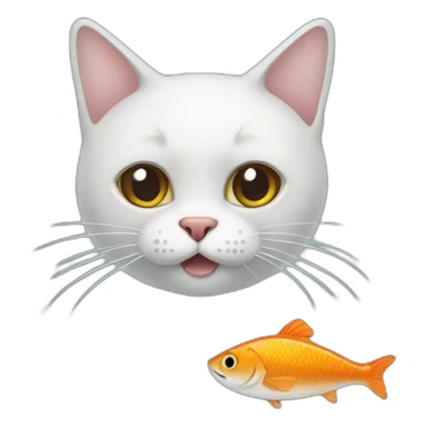 Un chat qui mange un poisson sticker