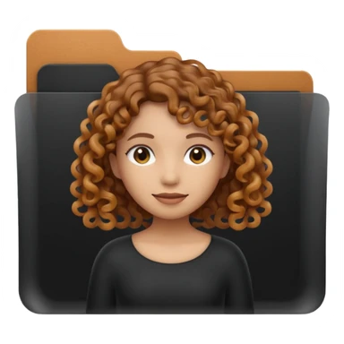 A **simple emoji-style icon** of a **black transparent plastic folder**, sleek and minimal, with **rounded corners**, subtle translucency, soft shading, and a **small logo of a canela-skinned girl with curly hair** on the front.
 sticker
