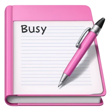big open pink book and note pen add on it the word BUSY sticker