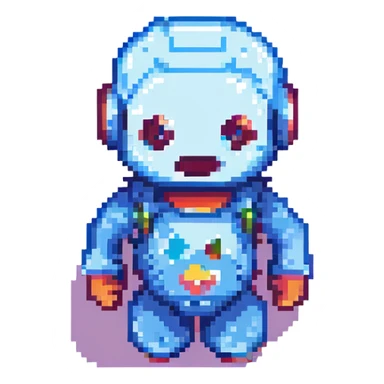 AI icon, pixel art style, retro 8-bit look, blocky pixels sticker