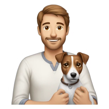 Man with brown hair with jack russell terrier sticker