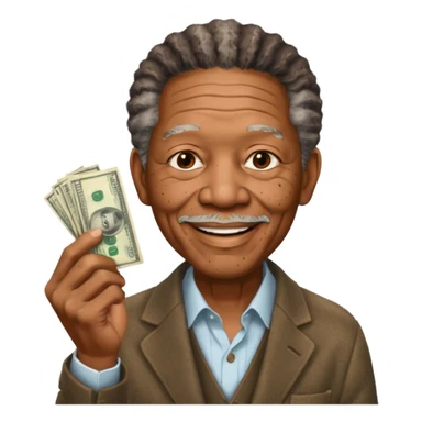 morgan freeman holding money sticker