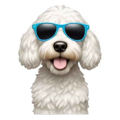 White cockapoo with sunglasses sticker