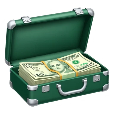 
banknotes in an open dark green case sticker