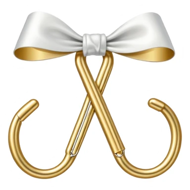 one gold paper clip with one small white bow in the middle sticker