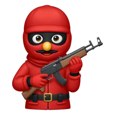 elmo with an AK47 and anbalaclava sticker