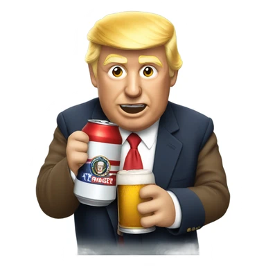 Trump drinking beer sticker