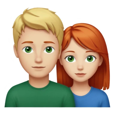 Blonde pretty girl with blue eyes, and taller red haired boy green eyes in love with each other sticker