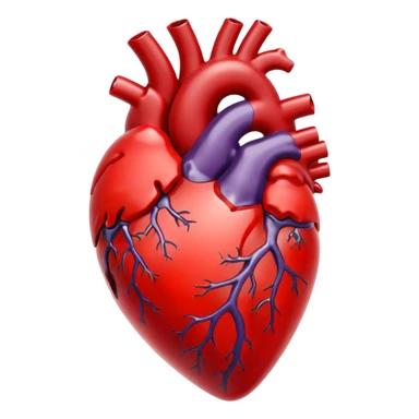 A red glass human heart with a white background. The glass should also be red and look like a real heart. sticker