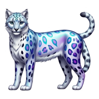 Colorful vibrant transparent iridescent luminescent ethereal fantasy-lynx-snow-leopard-animal, full-body sticker