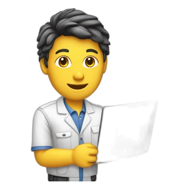 technical assistant with PC notebook in hand sticker