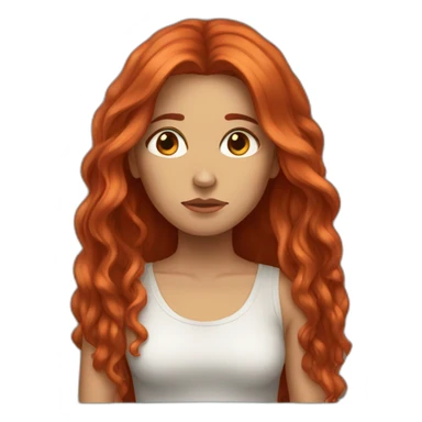 womam with long redhair sad sticker