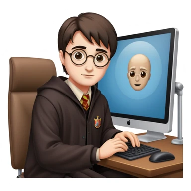 harry potter working in front of computer sticker