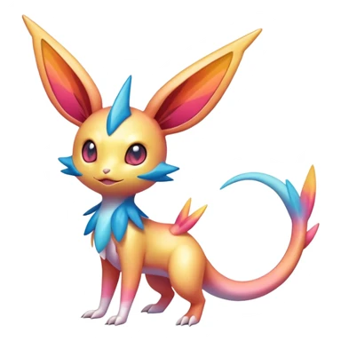 Colorful Shiny Exotic Victini-Salandit-Aurorus-Sylveon-Fakémon-hybrid-creature (full body)  sticker
