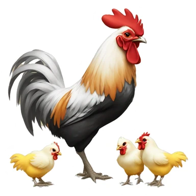 rooster with chicks sticker