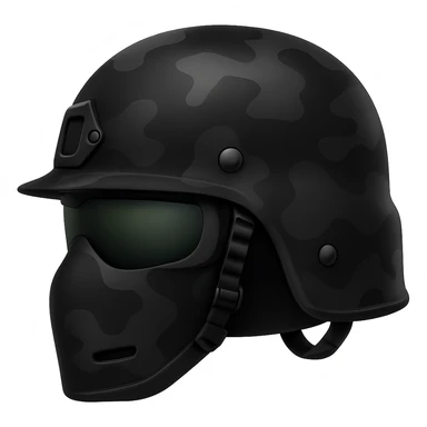 Make the PASGT helmet black with a camouflage pattern, in the style of apple emojis, with no background. sticker