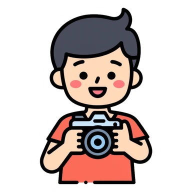 child taking a photo sticker