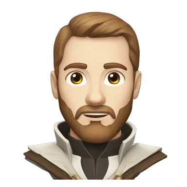 portrait of handsome pale man with brown hair and beard as assassins creed uniform sticker