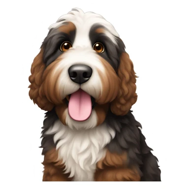 Bernedoodle with brown and black face and big fluffy tail sticker