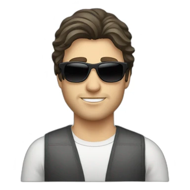 caucasian man, mullet, dark hair, sunglasses sticker