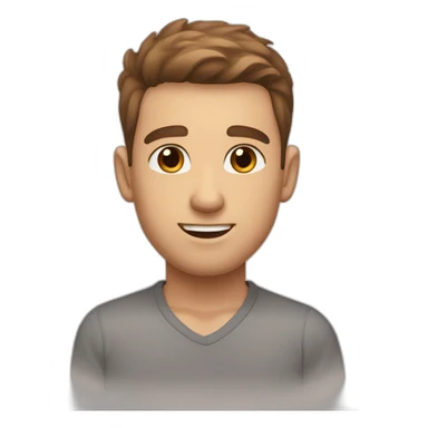 cute white man round face with brown fade haircut brown eyes sticker