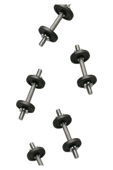 manubri da palestra cadono dall'alto verticalmente, isolata su sfondo bianco sticker