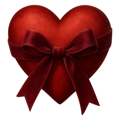 digital illustration of a heart with a velvet ribbon, no background sticker