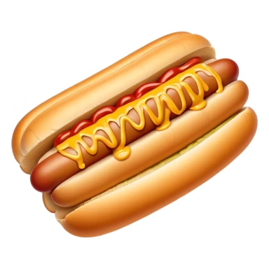 Cinematic classic hot dog, nestled in a soft toasted bun, drizzled with mustard and ketchup, juicy and flavorful, warm golden tones, ultra-detailed and mouthwatering. sticker
