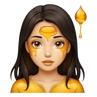 Beautiful girl, with dark hair made of real honey dripping with honey sticker