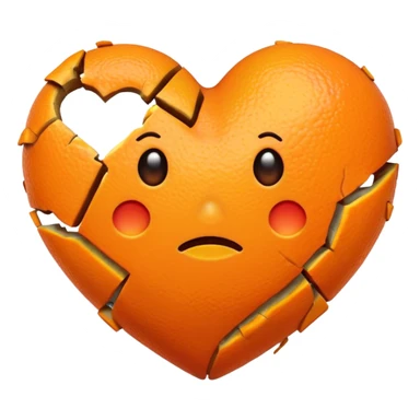 broken orange heart sticker