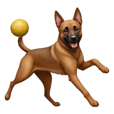 Adult malinoi catching a Ball & puppy malinoi run behind sticker