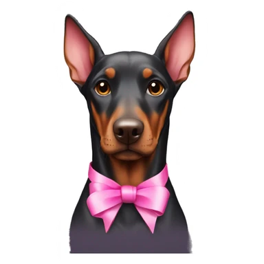 doberman with pink ribbon in the head  sticker