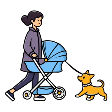 walking dog with stroller sticker