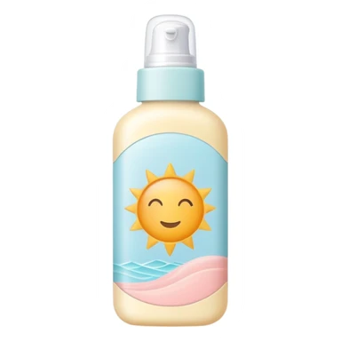Sunscreen bottle with soft pastel colors, not bright sticker