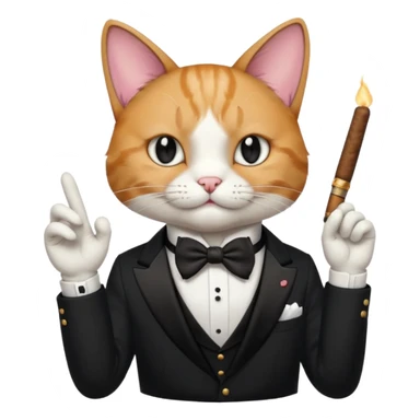 A cat in the black suite with a cigar in a paw with the other paw in the "classic" hand gesture. sticker