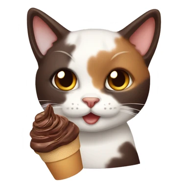 calico cat with chocolate icecream  sticker