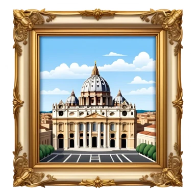 Cinematic Realistic St. Peter's Basilica Landmark Emoji, depicted with majestic, ornate architecture rendered with lifelike detail and regal lighting. sticker