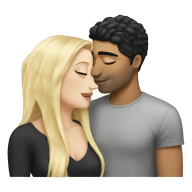 White girl with black hair kissing a blonde man  sticker