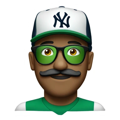 Feid con gafas, bigote y gorra verde de los yankees sticker