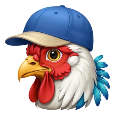 rooster wearing baseball cap sticker