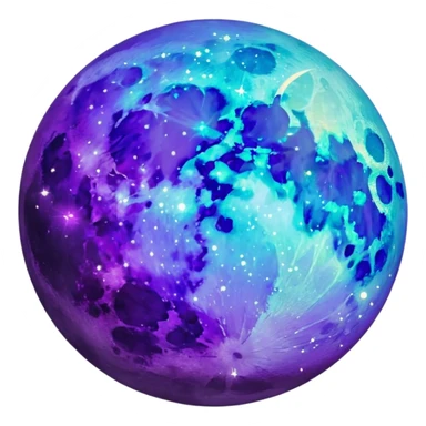 glitter purple and cian moon sticker