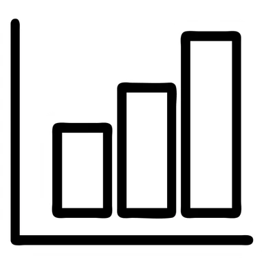 minimalist outline icon of a bar chart, finance theme sticker