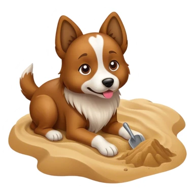 Dog digging in the sand  sticker