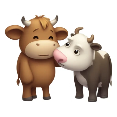 Cow and bear hugging sticker
