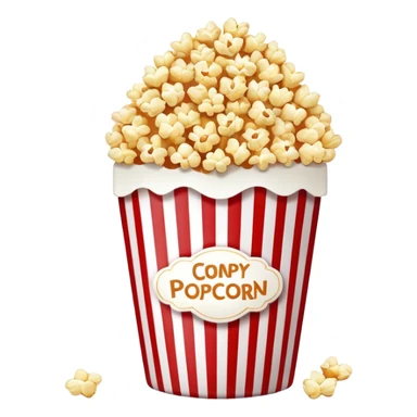 sweet popcorn in a red and white vertically striped package, candy popcorn sticker