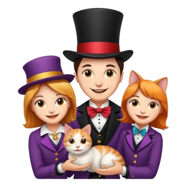 magician couple and their pet cat sticker