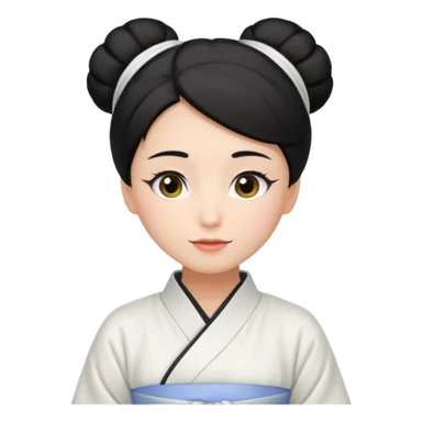 mom with black bun wearing white hom kimono and white apron sticker
