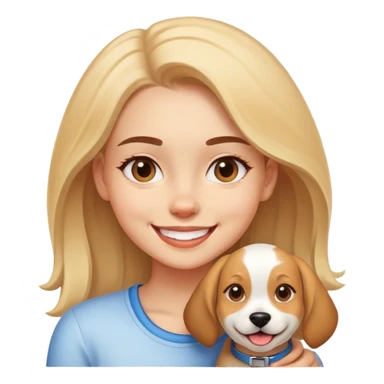 smiling girl with dog sticker