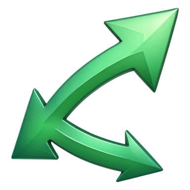 a thick glossy green arrow pointing sharply upward, with a smooth beveled surface and soft gradient shading sticker
